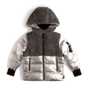Nununu Shiny Silver Mix It Down Puffer Jacket 12-18m baby toddler